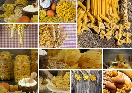 Italian Macaroni Pasta Uncooked Collageの写真素材