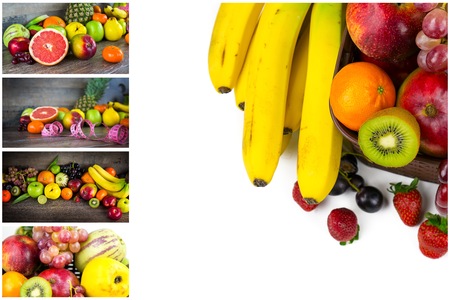 Healty Organic Mix of Fruits Collageの写真素材
