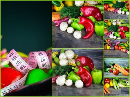 Mix of healthy Organic Vegetable Collageの写真素材