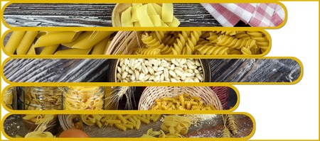Italian Macaroni Pasta Uncooked Collageの写真素材