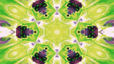 Abstract Paint Brush Ink Explode Spread Smooth Concept Symmetric Pattern Ornamental Decorative Kaleidoscope Movement Geometric Circle and Star Shapesの写真素材