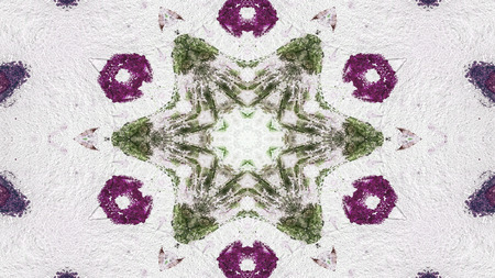 Abstract Paint Brush Ink Explode Spread Smooth Concept Symmetric Pattern Ornamental Decorative Kaleidoscope Movement Geometric Circle and Star Shapesの写真素材
