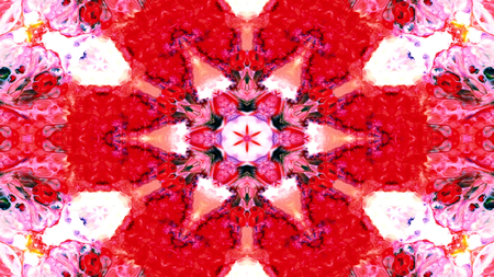 Abstract Paint Brush Ink Explode Spread Smooth Concept Symmetric Pattern Ornamental Decorative Kaleidoscope Movement Geometric Circle and Star Shapesの写真素材