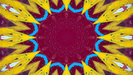 Abstract Paint Brush Ink Explode Spread Smooth Concept Symmetric Pattern Ornamental Decorative Kaleidoscope Movement Geometric Circle and Star Shapesの写真素材