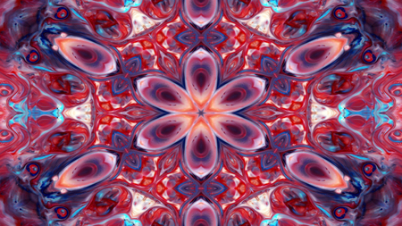 Abstract Paint Brush Ink Explode Spread Smooth Concept Symmetric Pattern Ornamental Decorative Kaleidoscope Movement Geometric Circle and Star Shapesの写真素材