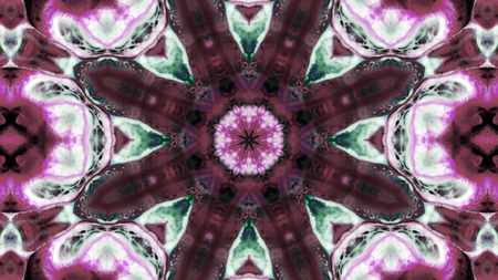 Abstract Paint Brush Ink Explode Spread Smooth Concept Symmetric Pattern Ornamental Decorative Kaleidoscope Movement Geometric Circle and Star Shapesの写真素材