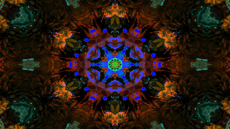 Abstract Paint Brush Ink Explode Spread Smooth Concept Symmetric Pattern Ornamental Decorative Kaleidoscope Movement Geometric Circle and Star Shapesの写真素材