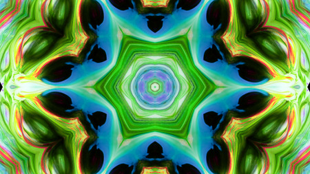 Abstract Paint Brush Ink Explode Spread Smooth Concept Symmetric Pattern Ornamental Decorative Kaleidoscope Movement Geometric Circle and Star Shapesの写真素材