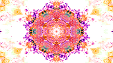 Abstract Paint Brush Ink Explode Spread Smooth Concept Symmetric Pattern Ornamental Decorative Kaleidoscope Movement Geometric Circle and Star Shapesの写真素材