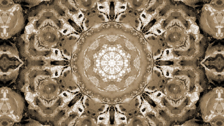 Abstract Paint Brush Ink Explode Spread Smooth Concept Symmetric Pattern Ornamental Decorative Kaleidoscope Movement Geometric Circle and Star Shapesの写真素材