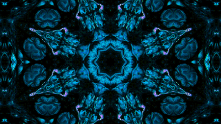 Abstract Paint Brush Ink Explode Spread Smooth Concept Symmetric Pattern Ornamental Decorative Kaleidoscope Movement Geometric Circle and Star Shapesの写真素材