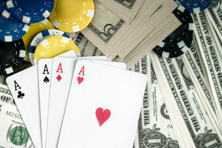 Money Chips and Gambling Cards Photo