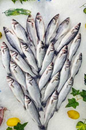 Raw Fish Food in a Fish Market Standの写真素材