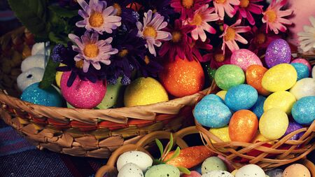 Colorful Traditional Celebration Easter Paschal Eggs Photo