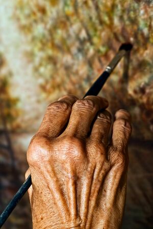 Old Age People Hands Painting and Drawingの写真素材