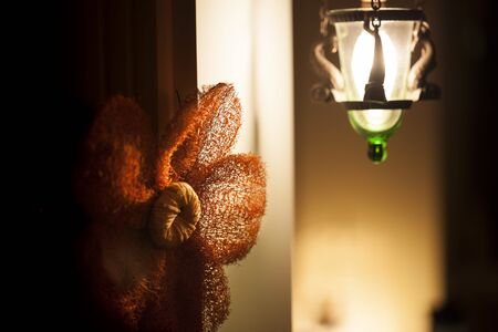 Night Lamp and the Imitation Flowers   photoの写真素材
