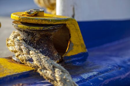 Rope High macro Details of a Sea Boat Photo