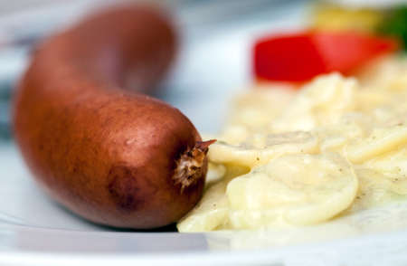 Delicious Meat Food Cooked on Barbecue Frankfurter Sausageの写真素材