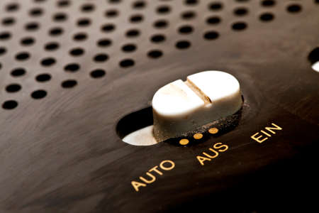 Old German Digital Radio On and Off Button Close Up
