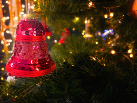 Red New Year Christmas Celebration Bell On A Treeの写真素材