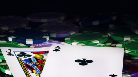 Game Gambling Tools Money Poker Chips and Poker Cards Photo
