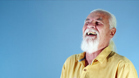 Old Man is Laughing So Happily Photo