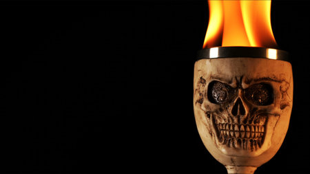 Head Skull burning in a Fire flamesの写真素材