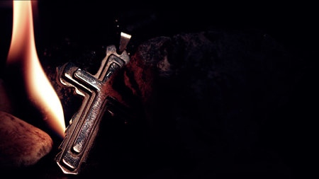 Christianity Religion Symbol Cross in Fire