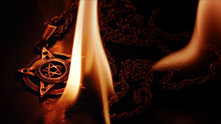 Spiritual Pentagram Symbol in Fire Flames