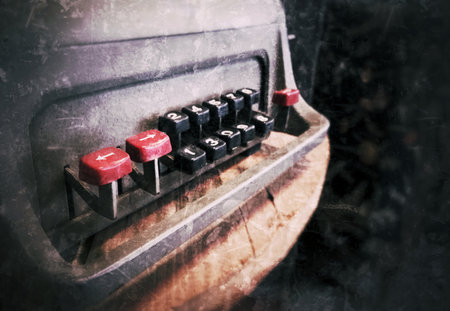Abstract very old Vintage calculator Photoの写真素材