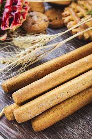 Crispy Sesame Cracker Sticks Foodの写真素材