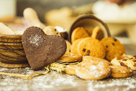 Christmas or Easter Paschal Celebration Delicious Crispy  and Sugary Baked Cookiesの写真素材