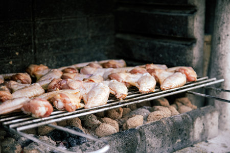 Delicious Chicken Meat on Barbecue Fireの写真素材