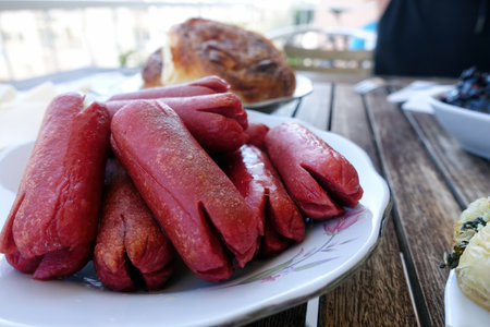 Delicious Hot Barbecue Sausages Meatの写真素材