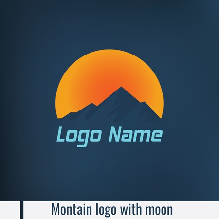Mountain logo with moon lightのイラスト素材