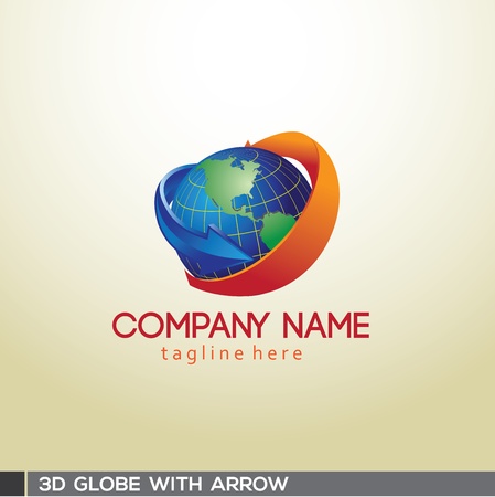 3D Globe with arrowのイラスト素材