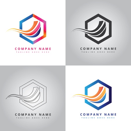 Futuristic hexagon colorful corporate company logoのイラスト素材