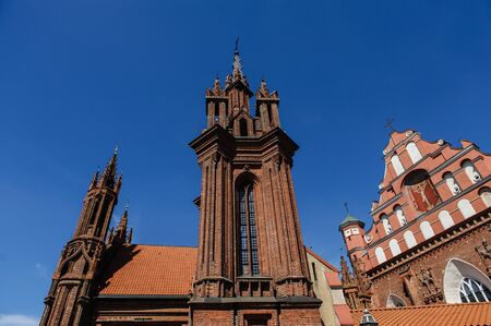 Vilnius, Lithuania - May 20, 2017: Architectural details of St Anne's and Bernadine's Churches in Vilnius. Travel photoのeditorial素材