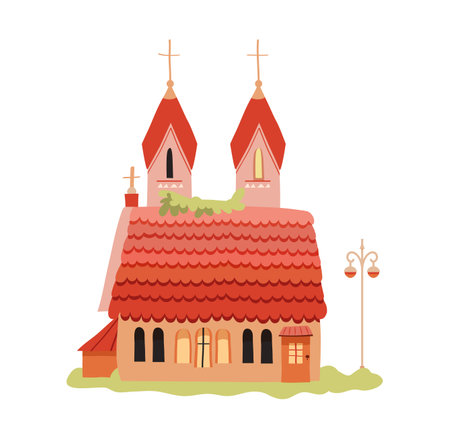 Cute church in flat style.のイラスト素材