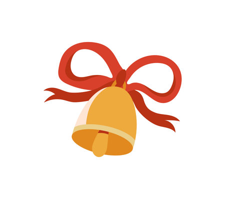 Bell icon in flat color style. Christmas or school bell illustration on white isolated background.のイラスト素材