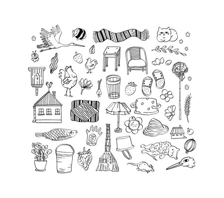 Hand drawn doodle Garden icons set.のイラスト素材