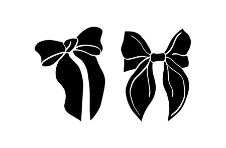 set of black bows Isolated on a white background.のイラスト素材