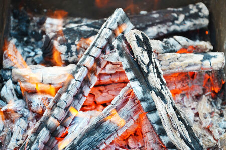 Flaming wood charcoalの写真素材