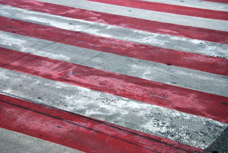red and white crosswalk
