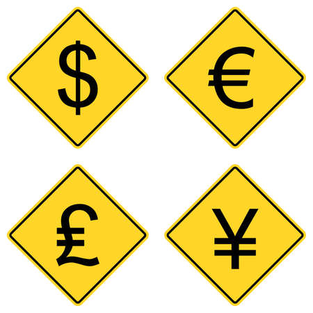 Currency Symbols on Road Signsのイラスト素材