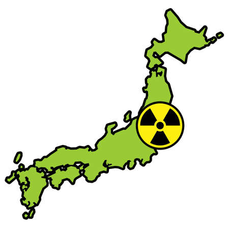 Radiation sign on map of Japanのイラスト素材