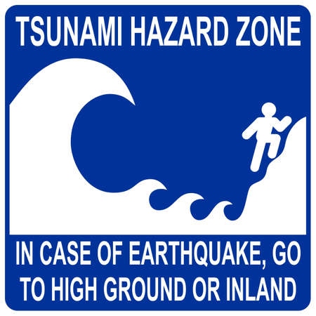 Tsunami hazard zone signのイラスト素材