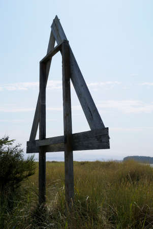 Old navigational aid at the forestの写真素材