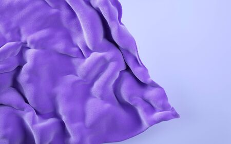 3d rendering illustration of soft cloth purple material on flat background. Horizontal format...