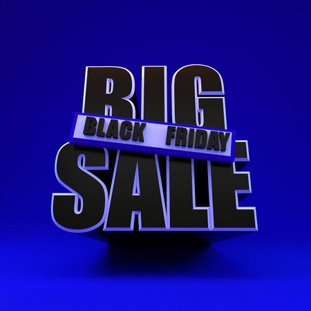 Black friday square blue banner. 3d rendering illustration advertisment template for social media.の写真素材
